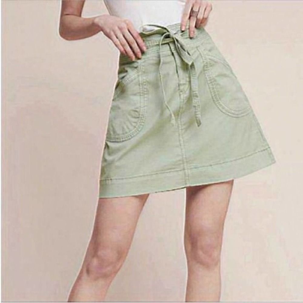 NWOT Anthropologie Cargo pocket high waisted detachable belt Skirt size